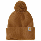 women's knit pom-pom cuffed beanie