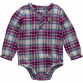 girls' long sleeve flannel ruffle sleeve bodysuit (baby)