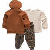 boys' 3-piece long sleeve t-shirt, fleece jacket & fleece camo pant set (baby)