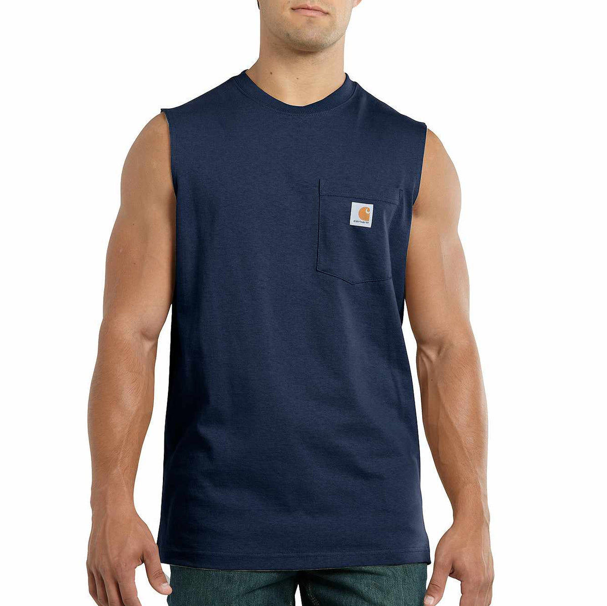 relaxed fit heavyweight sleeveless pocket t-shirt