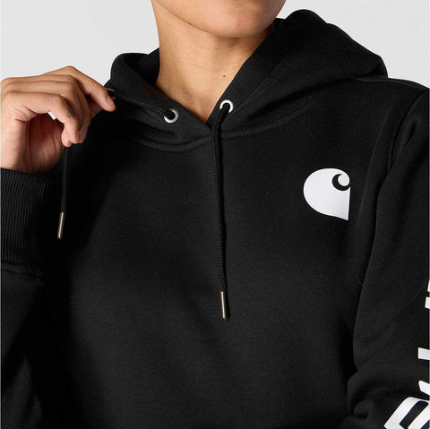 women's relaxed fit midweight logo sleeve graphic hoodie