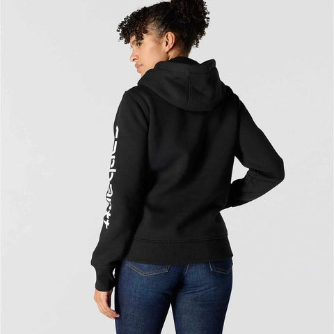 women's relaxed fit midweight logo sleeve graphic hoodie