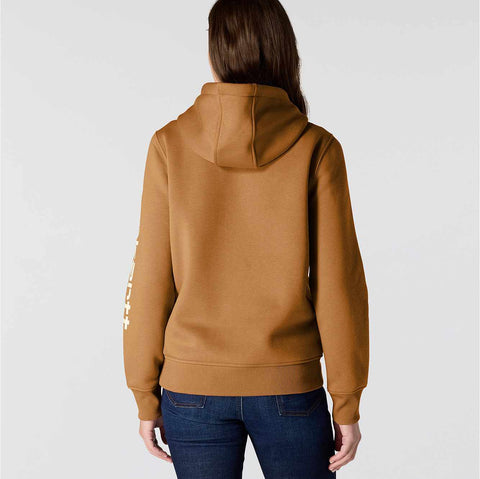 women's relaxed fit midweight logo sleeve graphic hoodie
