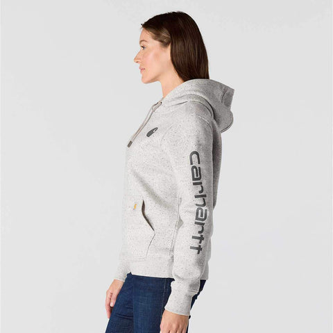 women's relaxed fit midweight logo sleeve graphic hoodie