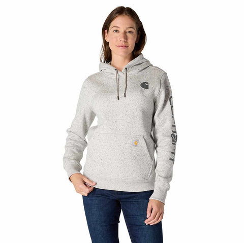 women's relaxed fit midweight logo sleeve graphic hoodie