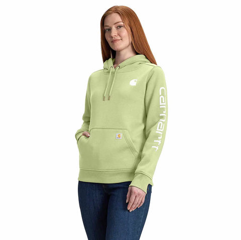 women's relaxed fit midweight logo sleeve graphic hoodie