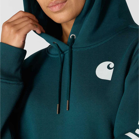 women's relaxed fit midweight logo sleeve graphic hoodie