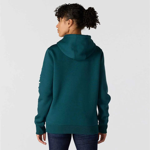 women's relaxed fit midweight logo sleeve graphic hoodie