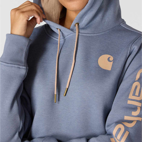 women's relaxed fit midweight logo sleeve graphic hoodie