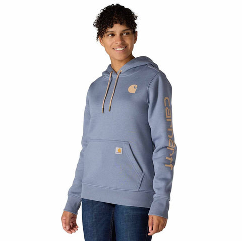women's relaxed fit midweight logo sleeve graphic hoodie
