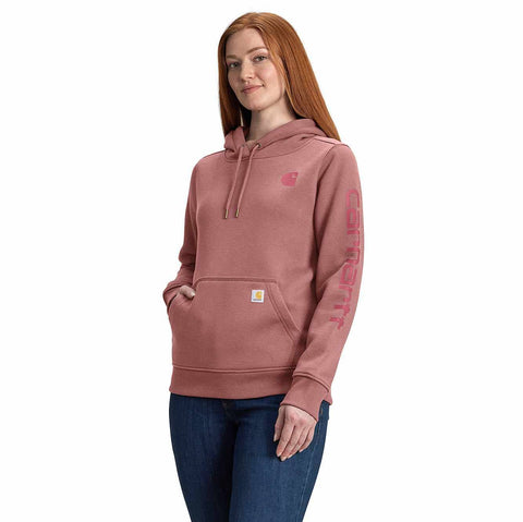 women's relaxed fit midweight logo sleeve graphic hoodie
