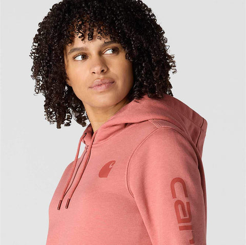 women's relaxed fit midweight logo sleeve graphic hoodie