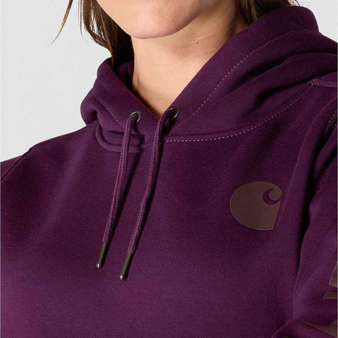 women's relaxed fit midweight logo sleeve graphic hoodie