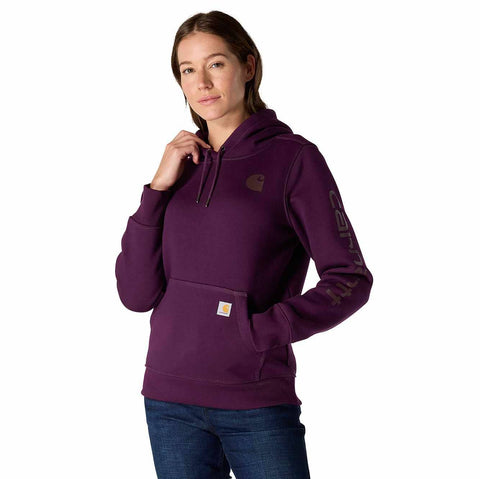 women's relaxed fit midweight logo sleeve graphic hoodie