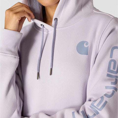 women's relaxed fit midweight logo sleeve graphic hoodie