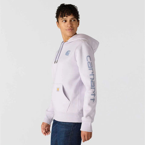 women's relaxed fit midweight logo sleeve graphic hoodie