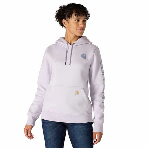 women's relaxed fit midweight logo sleeve graphic hoodie