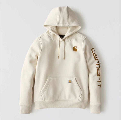 women's relaxed fit midweight logo sleeve graphic hoodie