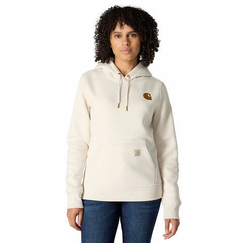 women's relaxed fit midweight logo sleeve graphic hoodie
