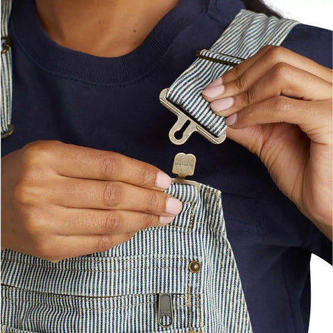 railroad stripe denim bib overall