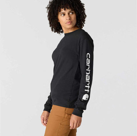 women's loose fit heavyweight long-sleeve logo sleeve graphic t-shirt