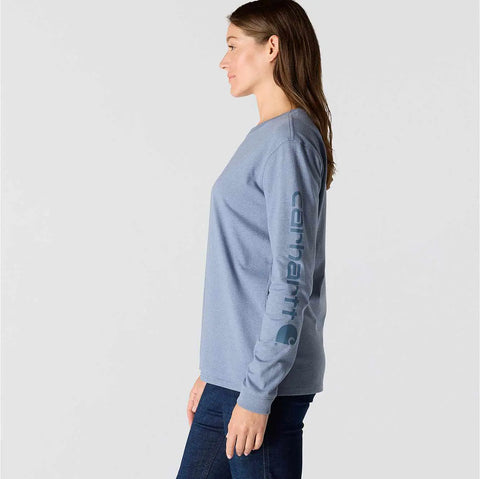 women's loose fit heavyweight long-sleeve logo sleeve graphic t-shirt