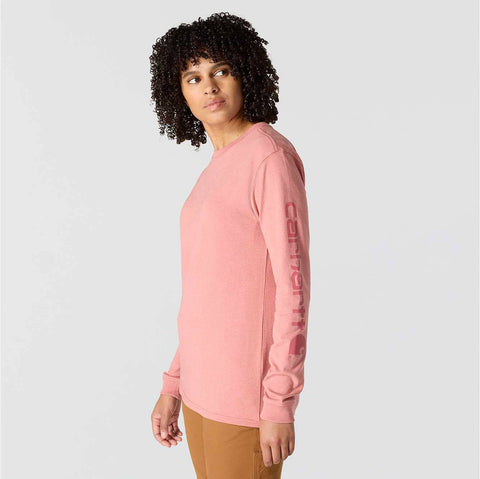 women's loose fit heavyweight long-sleeve logo sleeve graphic t-shirt