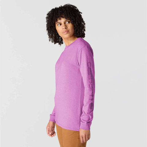 women's loose fit heavyweight long-sleeve logo sleeve graphic t-shirt