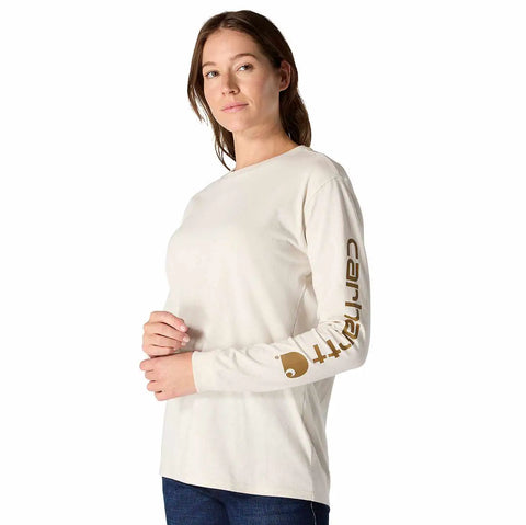 women's loose fit heavyweight long-sleeve logo sleeve graphic t-shirt