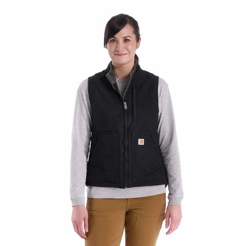 women's sherpa lined vest - relaxed fit - washed duck