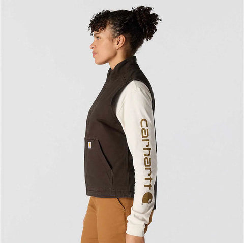 women's sherpa lined vest - relaxed fit - washed duck