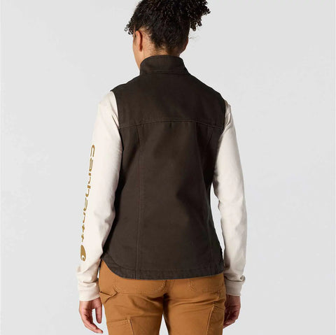 women's sherpa lined vest - relaxed fit - washed duck