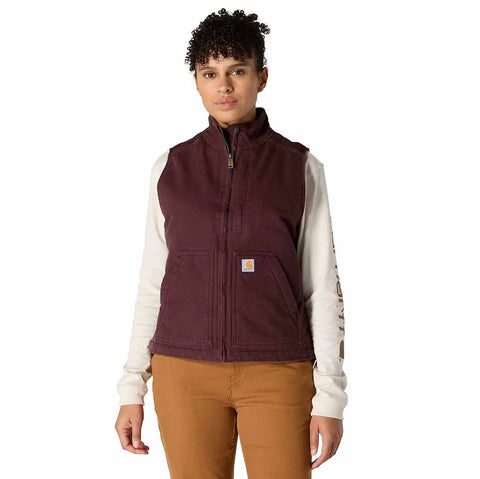 women's sherpa lined vest - relaxed fit - washed duck