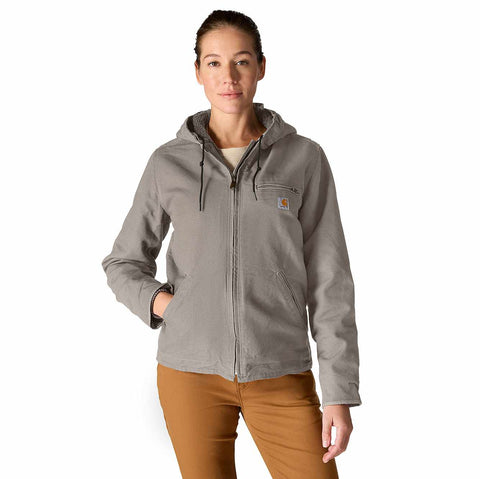 women's sherpa lined jacket - loose fit - washed duck - 3 warmest rating