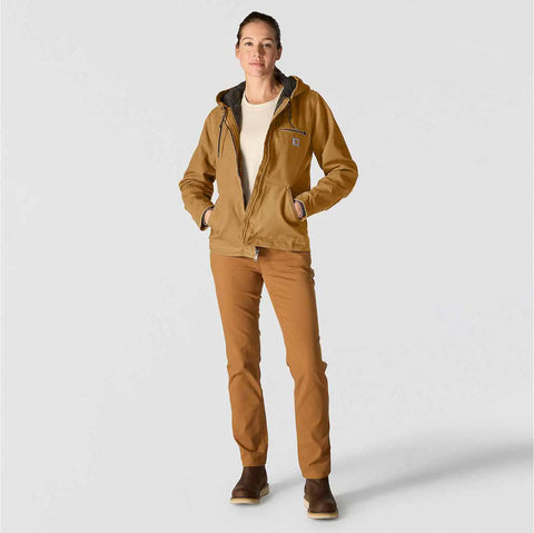 women's sherpa lined jacket - loose fit - washed duck - 3 warmest rating