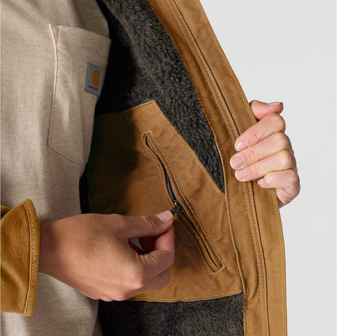 women's sherpa lined jacket - loose fit - washed duck - 3 warmest rating