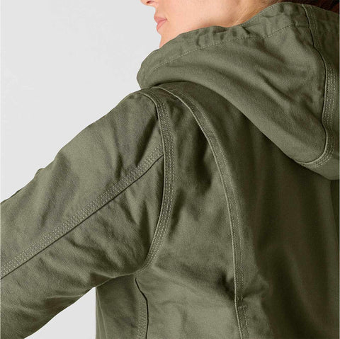 women's sherpa lined jacket - loose fit - washed duck - 3 warmest rating