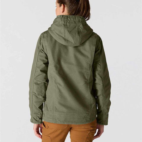 women's sherpa lined jacket - loose fit - washed duck - 3 warmest rating