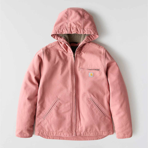 women's sherpa lined jacket - loose fit - washed duck - 3 warmest rating