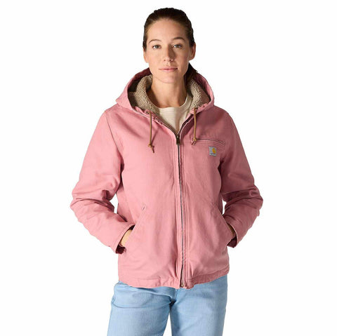 women's sherpa lined jacket - loose fit - washed duck - 3 warmest rating
