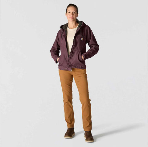 women's sherpa lined jacket - loose fit - washed duck - 3 warmest rating