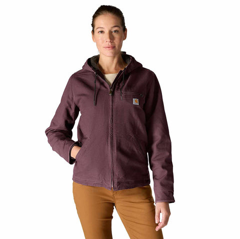 women's sherpa lined jacket - loose fit - washed duck - 3 warmest rating