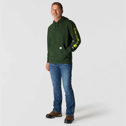 flame-resistant carhartt force® loose fit midweight hooded logo graphic hoodie