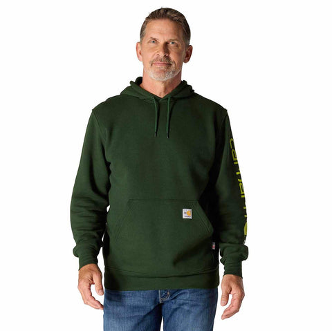 flame-resistant carhartt force® loose fit midweight hooded logo graphic hoodie