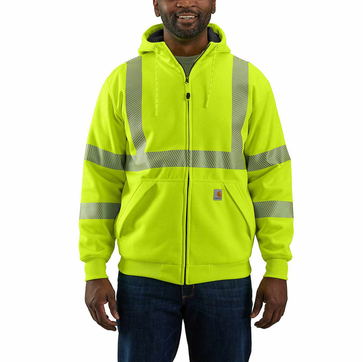 high-visibility loose fit midweight thermal-lined full-zip class 3 sweatshirt