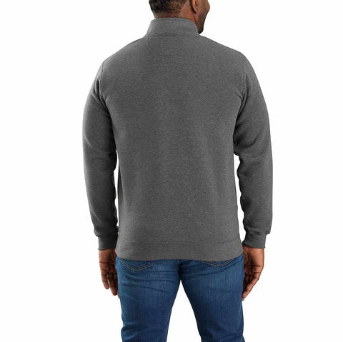 loose fit midweight quarter-zip mock-neck sweatshirt