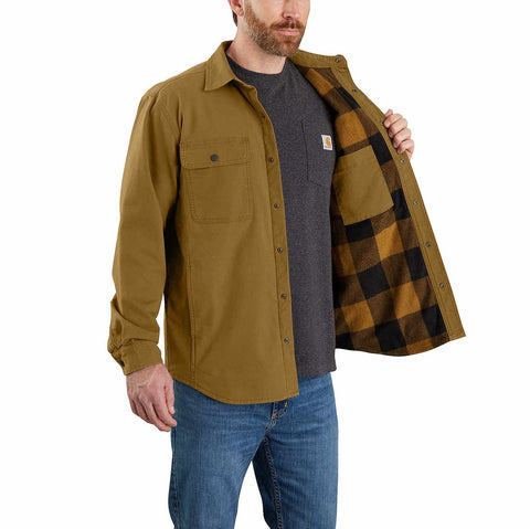 rugged flex® relaxed fit canvas fleece-lined shirt jac