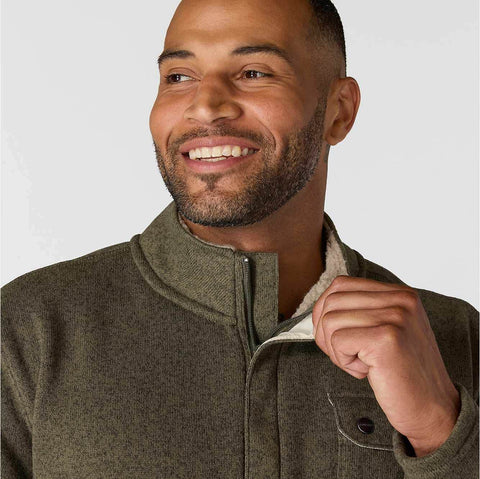 relaxed fit midweight quarter-zip pocket sweater fleece