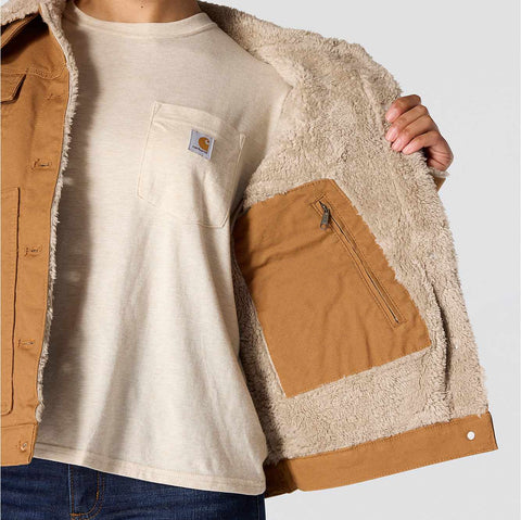 women's rugged flex® loose fit canvas sherpa-lined jacket - 2 warmer rating