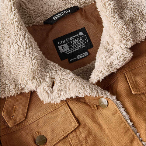 women's rugged flex® loose fit canvas sherpa-lined jacket - 2 warmer rating